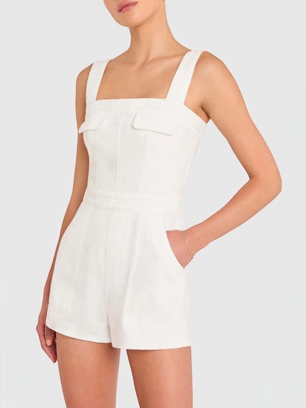 Amanda Uprichard Frida White Denim Romper